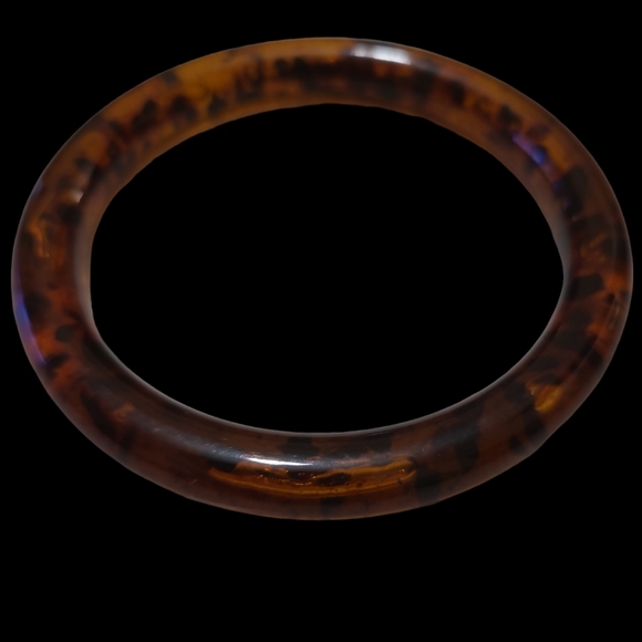 Vintage Bakelite Bangle Bracelet Dark Translucent Brown and Black L6 - Picture 1 of 1